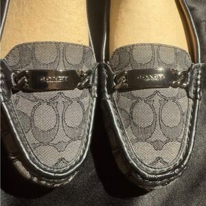 Coach Women's Black Patterned Loafers Slip On Shoes